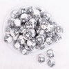 top view of a pile of 20mm Social Work Is A Work of Heart Print Acrylic Bubblegum Beads - 10 count