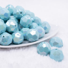 20mm Blue Faceted AB Bubblegum Beads