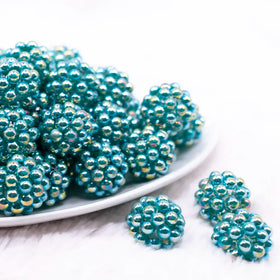 20mm Teal Green Berry Rhinestone Bubblegum Beads