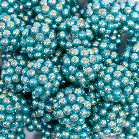 20mm Teal Green Berry Rhinestone Bubblegum Beads