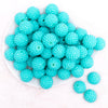 top view of a pile of 20mm Teal on Teal Rhinestone Bubblegum Beads