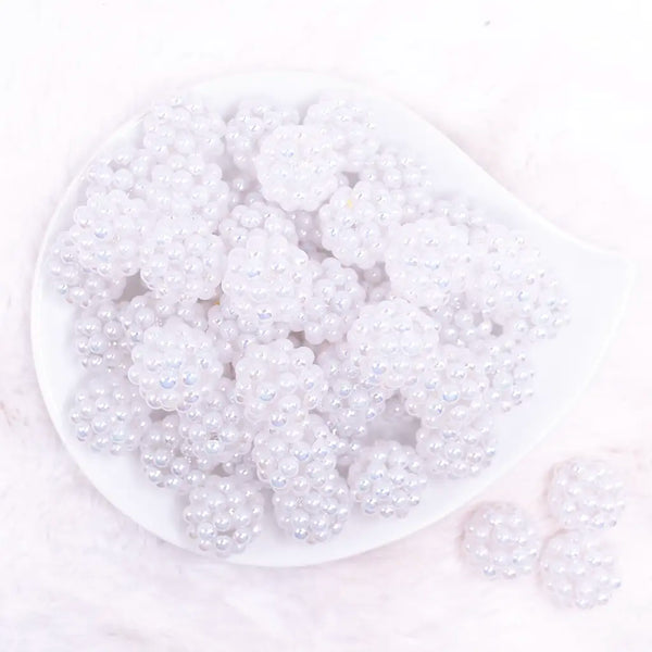 top view of a pile of 20mm White Berry Rhinestone Bubblegum Beads