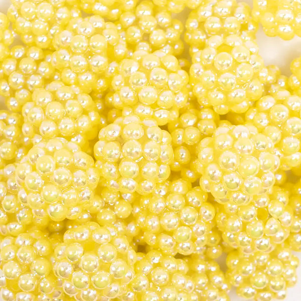 top view of a pile of 20mm Yellow Berry Rhinestone Bubblegum Beads