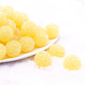 20mm Yellow Sugar Rhinestone Bubblegum Bead