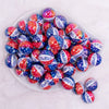 top view of a pile of 20mm America AB Print Acrylic Bubblegum Beads
