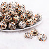 front view of a pile of 20mm Leopard Animal Print Acrylic Bubblegum Beads