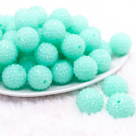 20mm Aqua Blue Rhinestone Bubblegum Beads