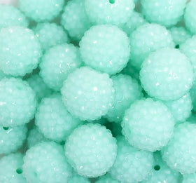 20mm Aqua Blue Rhinestone Bubblegum Beads