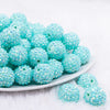 front view of a pile of 20mm Aqua Blue Rhinestone AB Bubblegum Beads