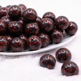 20mm Brown & Black Leopard Animal Print Bubblegum Beads