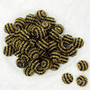top view of a pile of 20mm Black and Gold Striped Rhinestone Bubblegum Beads