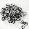 top view of a pile of 20mm Black and White Striped Rhinestone Bubblegum Beads