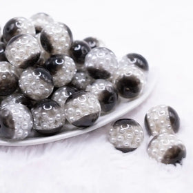 20mm Black Captured Pearls Bubblegum Bead