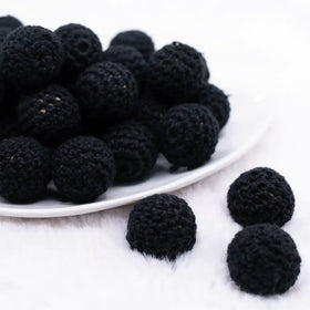 20mm Black Crochet wooden bead