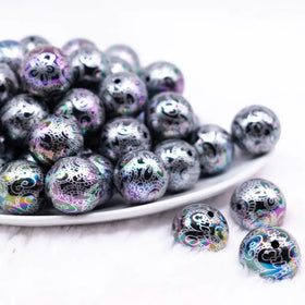 20mm Black Lace AB Bubblegum Beads