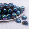 front view of a pile of 20mm Black Opalescence Bubblegum Bead