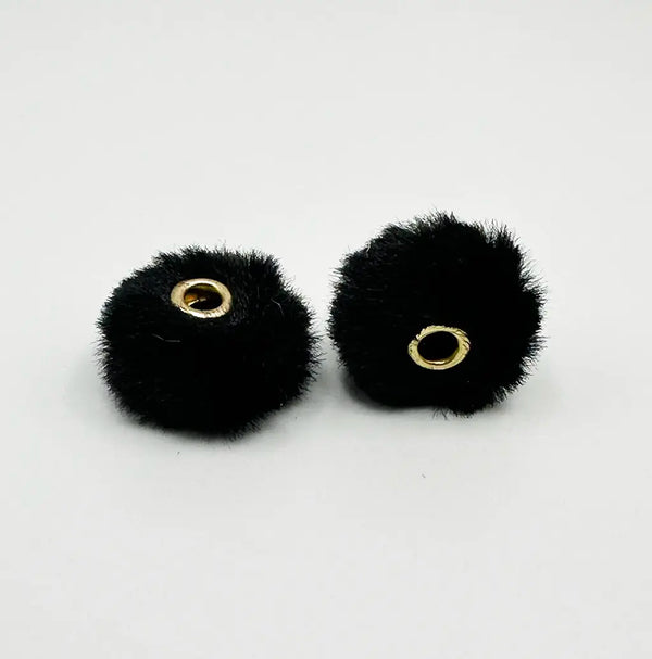 front view of black 20mm Furry Plush Spacer Beads