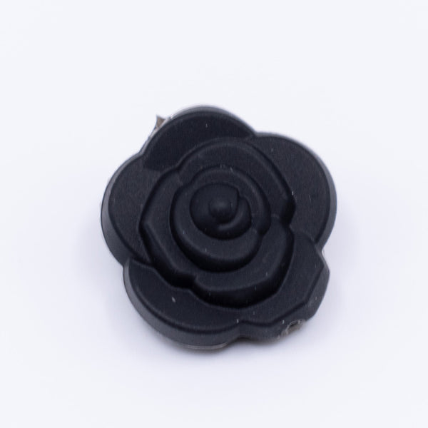 black 20mm Rose Silicone Focal Beads