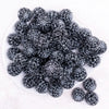 top view of a pile of 20mm Black & White Spider Web Rhinestone Bubblegum Beads