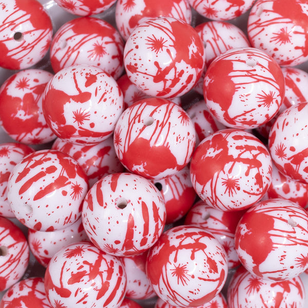 close up view of a pile of 20mm Bloody Handprint Acrylic Bubblegum Beads
