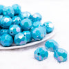 front view of a pile of 20mm Blue Faceted AB Bubblegum Beads