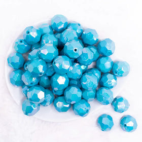 20mm Blue Faceted AB Bubblegum Beads