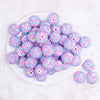 top view of a pile of 20mm Blue And Purple Striped AB Rhinestone Bubblegum Beads