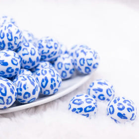 20mm Blue Leopard Animal Print Bubblegum Beads