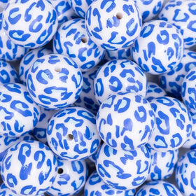 20mm Blue Leopard Animal Print Bubblegum Beads
