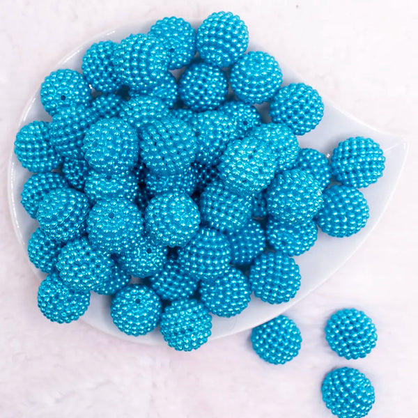 top view of a pile of 20mm Blue Ball Bubblegum Beads