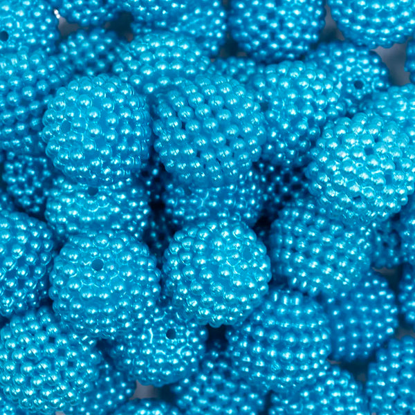 close up view of a pile of 20mm Blue Ball Bubblegum Beads