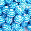 close up view of a pile of 20mm Blue with Silver Chevron Bubblegum Beads
