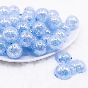 20mm Blue Crackle AB Bubblegum Beads