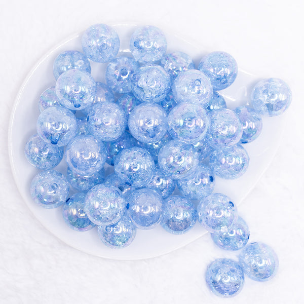 top view of a pile of 20mm Blue Crackle AB Bubblegum Beads