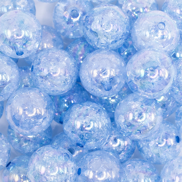 close up view of a pile of 20mm Blue Crackle AB Bubblegum Beads