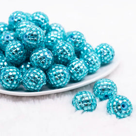 20mm Blue Mirror Disco Faceted Bubblegum Beads