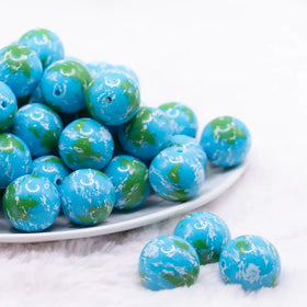 20mm Earth print acrylic bubblegum Beads