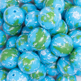 20mm Earth print acrylic bubblegum Beads