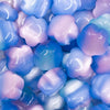 close up view of a pile of 20mm Blue Opal Flower Shaped Acrylic Beads