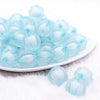 front view of a pile of 20mm Blue Frosted Pumpkin Shaped Bubblegum Bead