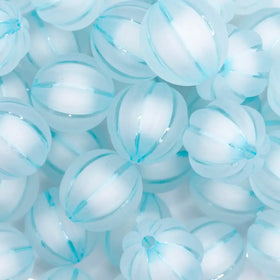 20mm Blue Frosted Pumpkin Shaped Bubblegum Bead