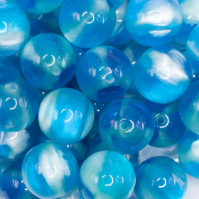 20mm Blue Illusion Glitter Bubblegum Bead