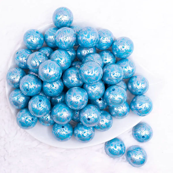 top view of a pile of 220mm Blue Lace AB Bubblegum Beads