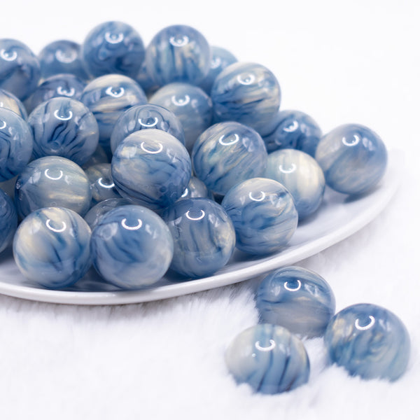 front view of a pile of 20mm Blue Luster Bubblegum Beads