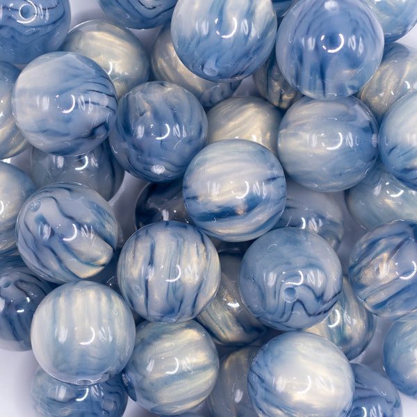 close up view of a pile of 20mm Blue Luster Bubblegum Beads