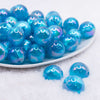 front view of a pile of 20mm Blue Opalescence Bubblegum Bead