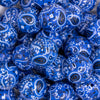 close up view of a pile of 20mm Blue Paisley Acrylic Bubblegum Beads