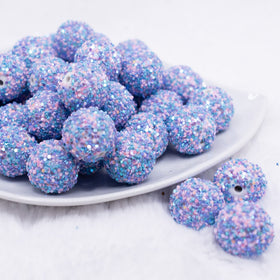 20mm Purple and Blue Sequin Confetti Bubblegum Beads