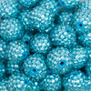 close up view of a pile of 20mm Blue Rhinestone Bubblegum Beads