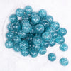 top view of a pile of 20mm Blue Glitter Tinsel Bubblegum Beads